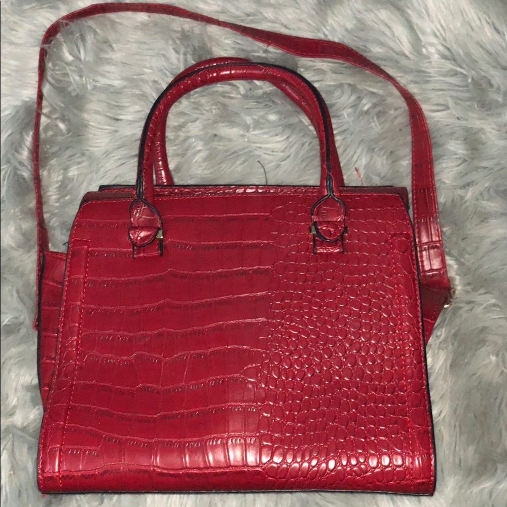 Red structured purse